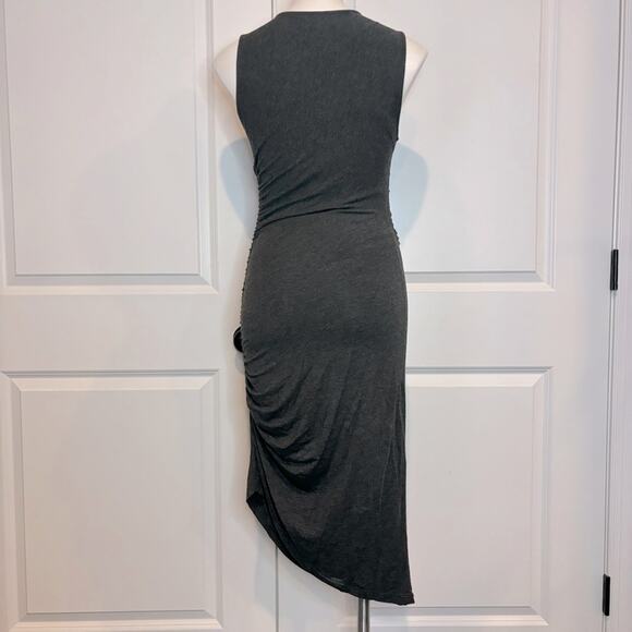 Anthro Moulinette Soeurs Arden Gray Sleeveless Wrap Asymmetric Ruched Dress S - Picture 5 of 8